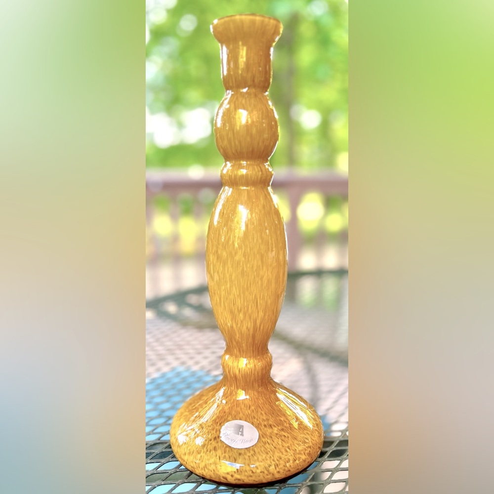 Vintage Maestri Vetrai Hand-Blown Art Glass Candlestick, 12.5β, Made in Italy - Picture 1 of 10
